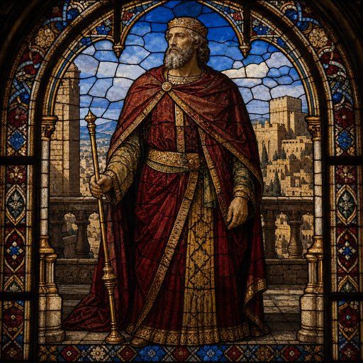Rezon — Generic stained-glass icon for kings -- symbolic, no claim of likeness