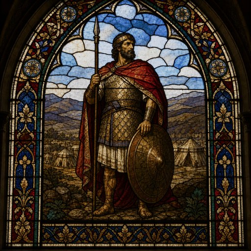 Saph — Generic stained-glass icon for warriors -- symbolic, no claim of likeness