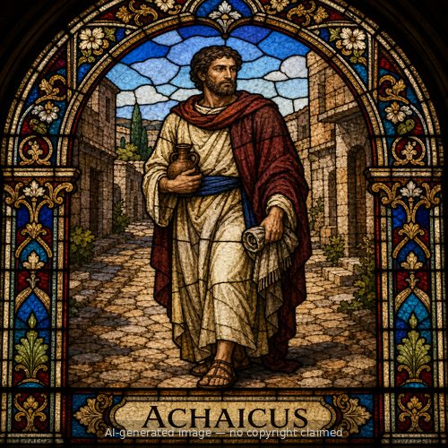 Achaicus — stained-glass style portrait