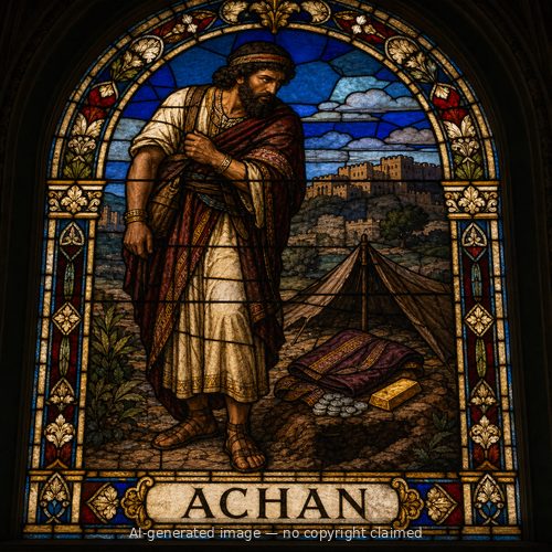 Achan — stained-glass style portrait