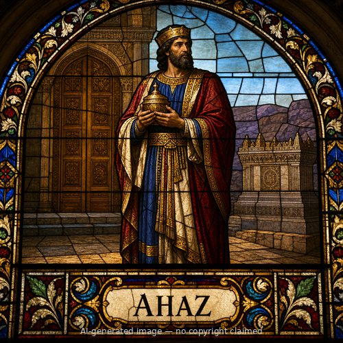 Ahaz — stained-glass style portrait
