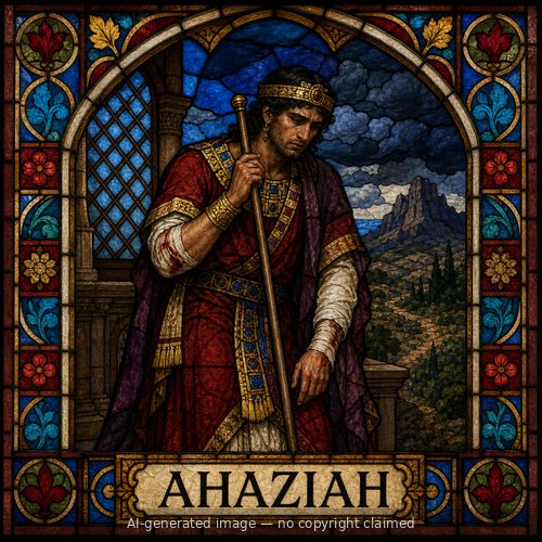 Ahaziah — stained-glass style portrait