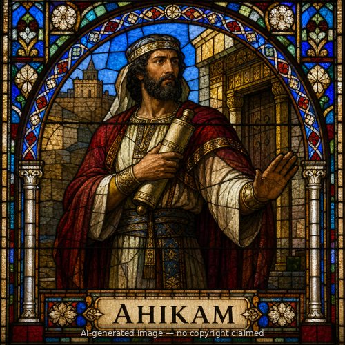 Ahikam — stained-glass style portrait