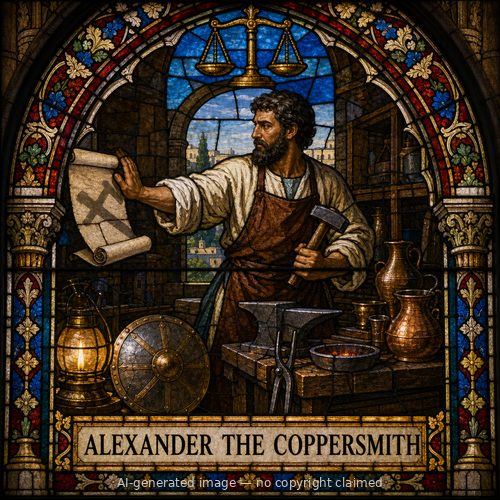 Alexander the Coppersmith — stained-glass style portrait