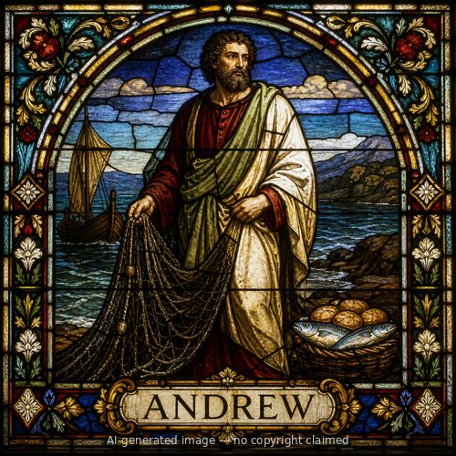 Andrew — stained-glass style portrait