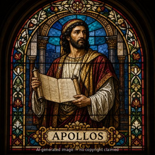 Apollos — stained-glass style portrait