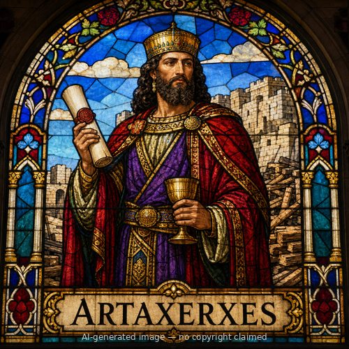 Artaxerxes — stained-glass style portrait