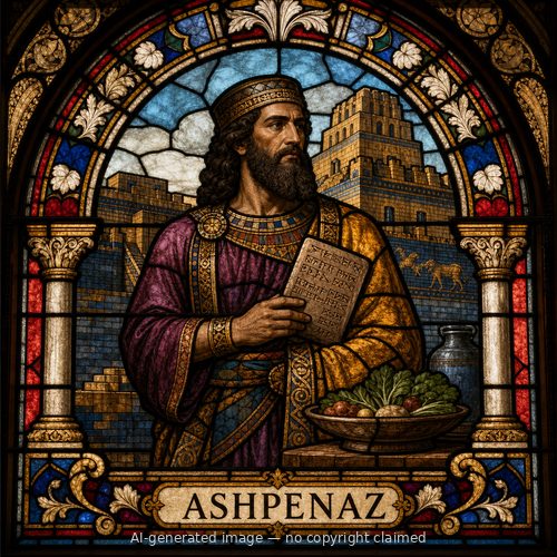 Ashpenaz — stained-glass style portrait