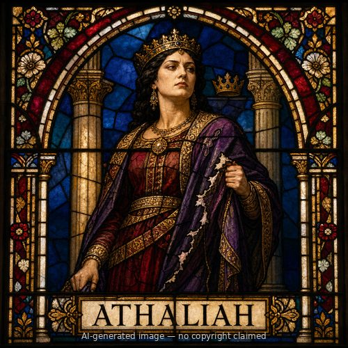 Athaliah — stained-glass style portrait
