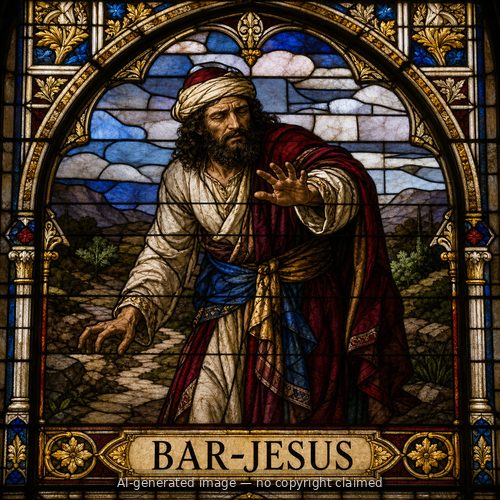 Bar-Jesus — stained-glass style portrait