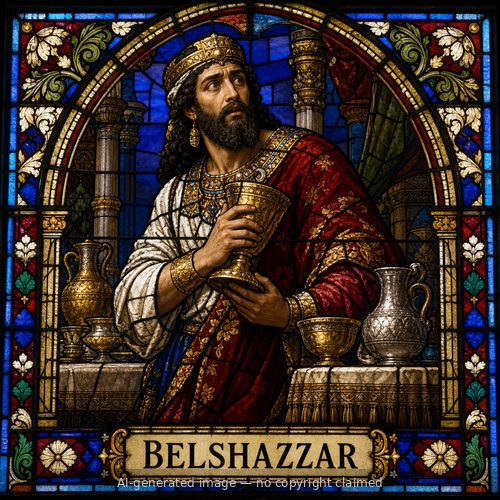 Belshazzar — stained-glass style portrait