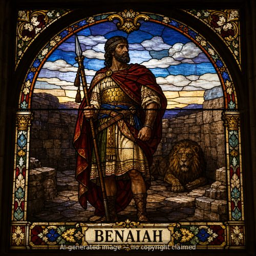 Benaiah — stained-glass style portrait