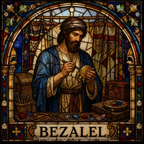 Bezalel — stained-glass style portrait