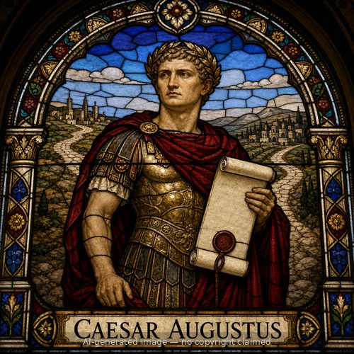 Caesar Augustus — stained-glass style portrait