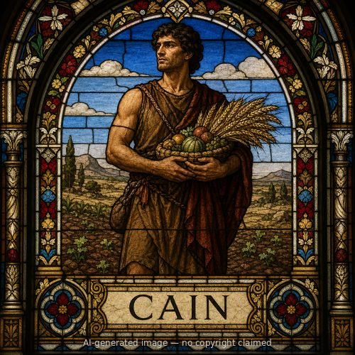 Cain — stained-glass style portrait