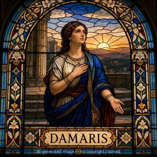 Damaris — stained-glass style portrait