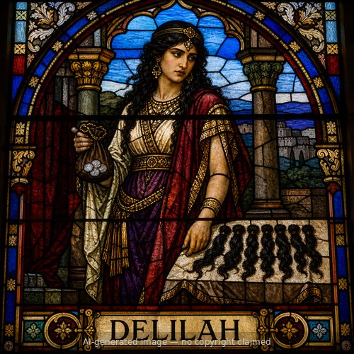 Delilah — stained-glass style portrait