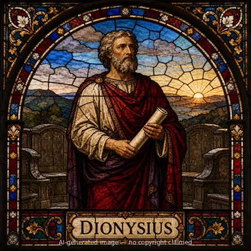 Dionysius — stained-glass style portrait