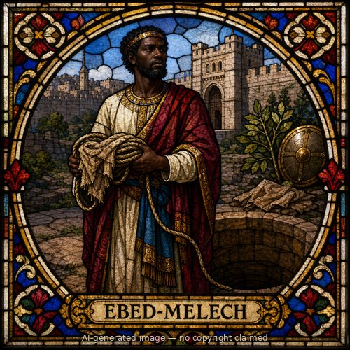 Ebed-melech — stained-glass style portrait