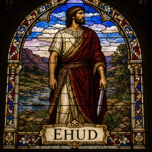 Ehud — stained-glass style portrait