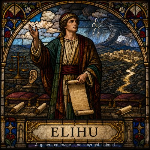 Elihu — stained-glass style portrait