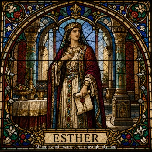 Esther — stained-glass style portrait
