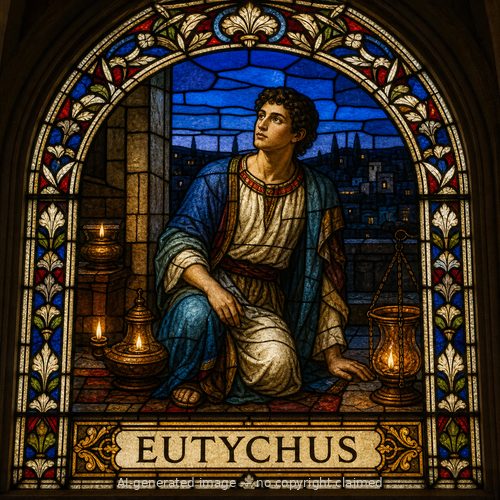 Eutychus — stained-glass style portrait