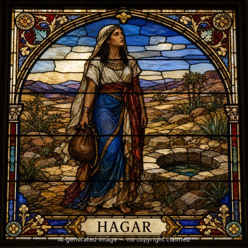 Hagar — stained-glass style portrait