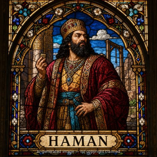 Haman — stained-glass style portrait