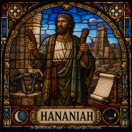 Hananiah — stained-glass style portrait