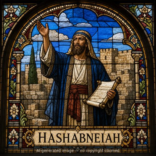 Hashabneiah — stained-glass style portrait