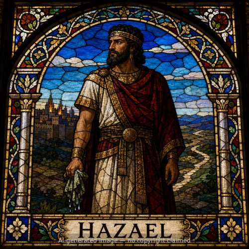 Hazael — stained-glass style portrait