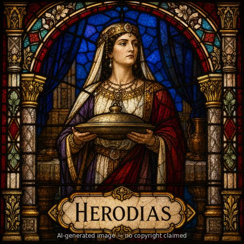 Herodias — stained-glass style portrait