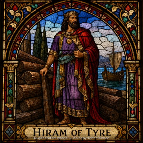 Hiram of Tyre — stained-glass style portrait