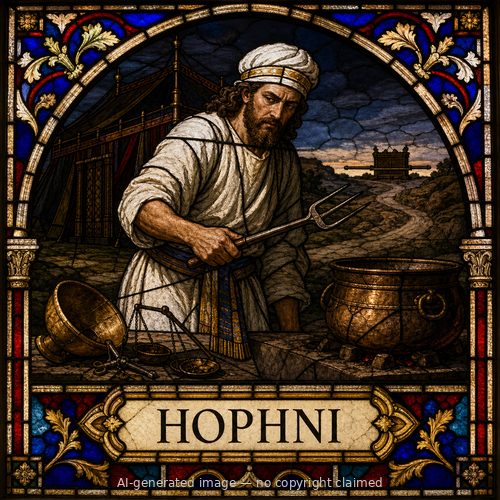 Hophni — stained-glass style portrait