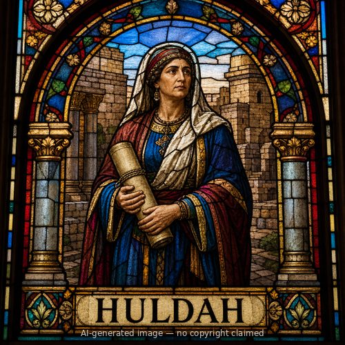 Huldah — stained-glass style portrait