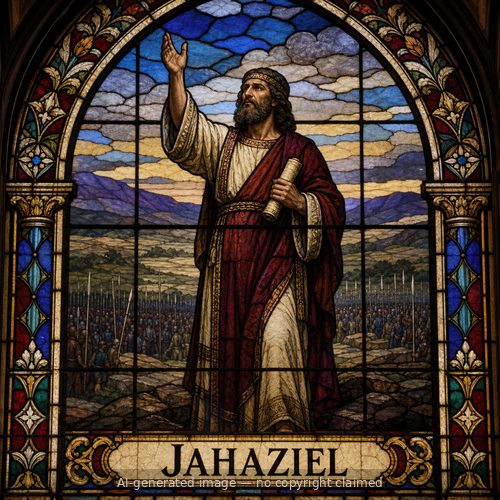 Jahaziel — stained-glass style portrait