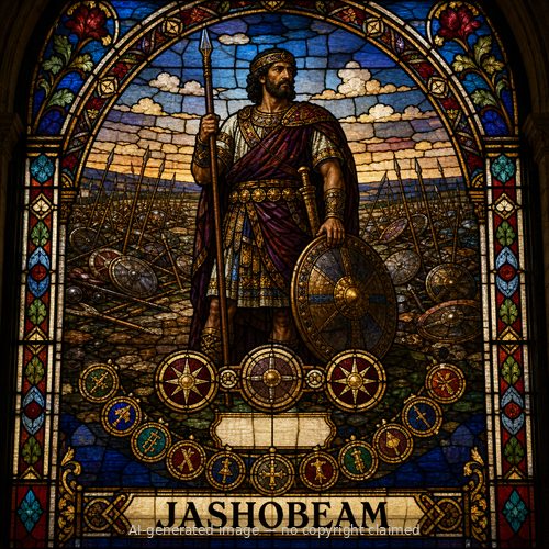 Jashobeam — stained-glass style portrait