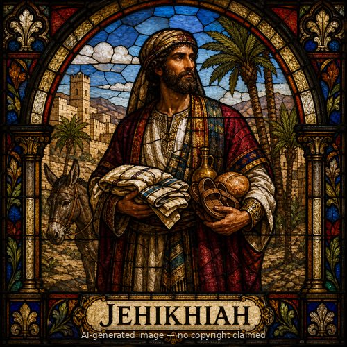 Jehikhiah — stained-glass style portrait