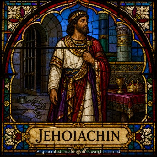Jehoiachin — stained-glass style portrait