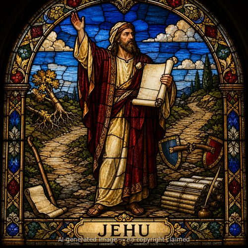 Jehu — stained-glass style portrait