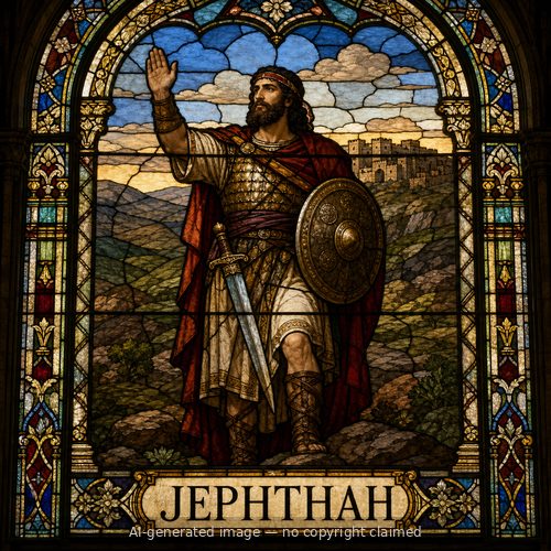 Jephthah — stained-glass style portrait