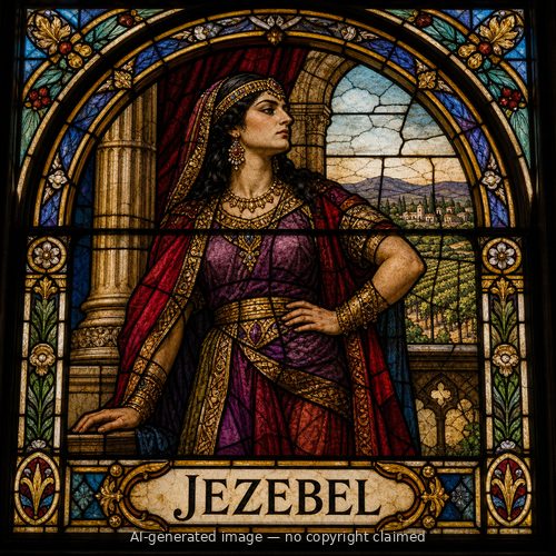Jezebel — stained-glass style portrait