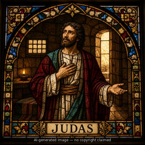 Judas — stained-glass style portrait