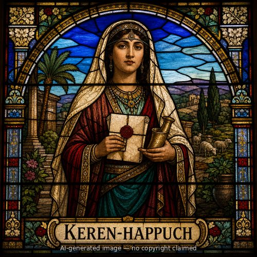 Keren-happuch — stained-glass style portrait