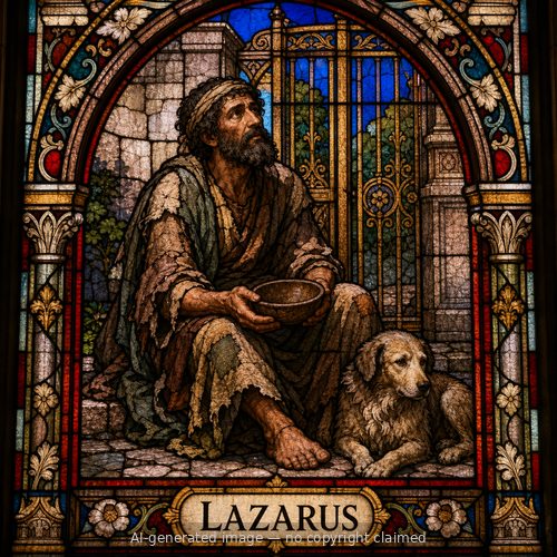 Lazarus — stained-glass style portrait