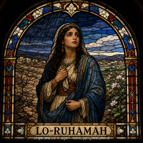 Lo-ruhamah — stained-glass style portrait