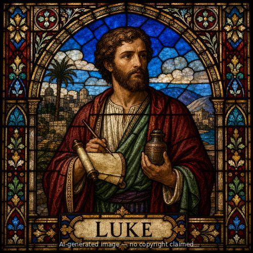 Luke — stained-glass style portrait