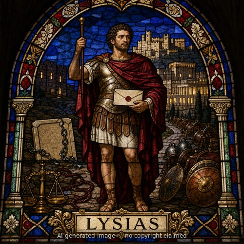 Lysias — stained-glass style portrait
