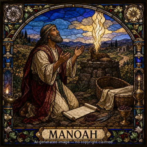 Manoah — stained-glass style portrait